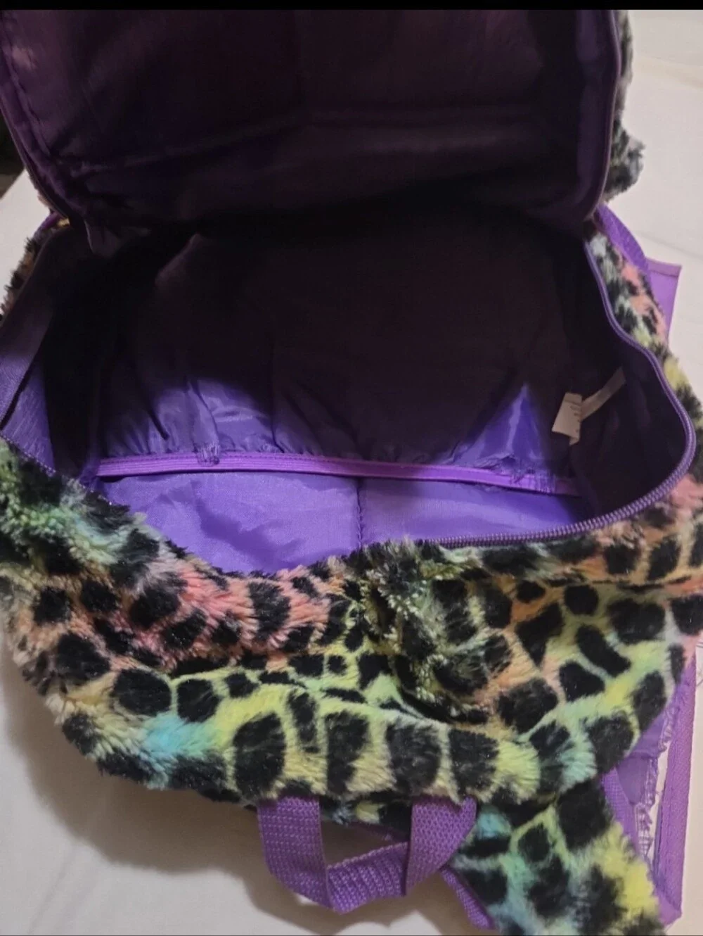 Limited too girls 18 inch colorful fur cat school bookbag #05